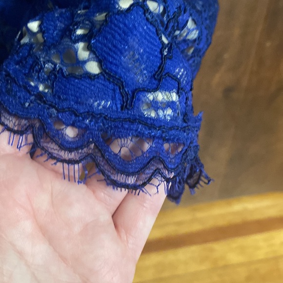 Worn once Eliza J blue lace cap sleeve fit and flare, 8 - Picture 6 of 11